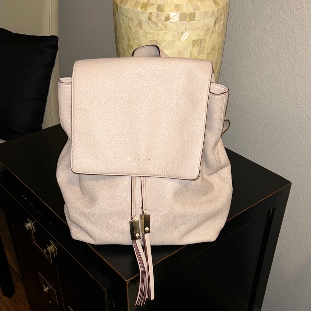 kate spade Soft Pink Pebbled Leather Drawstring Backpack